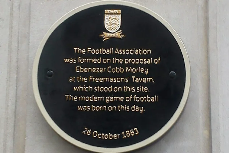 plaque memorilizing founding of the football association