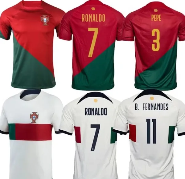 portugal soccer jerseys with player names and numbers in red and white colors